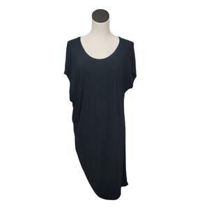 Athleta Women's Asymmetrical Drape Dress‎ Maxi Stretch T shirt Black Size Medium